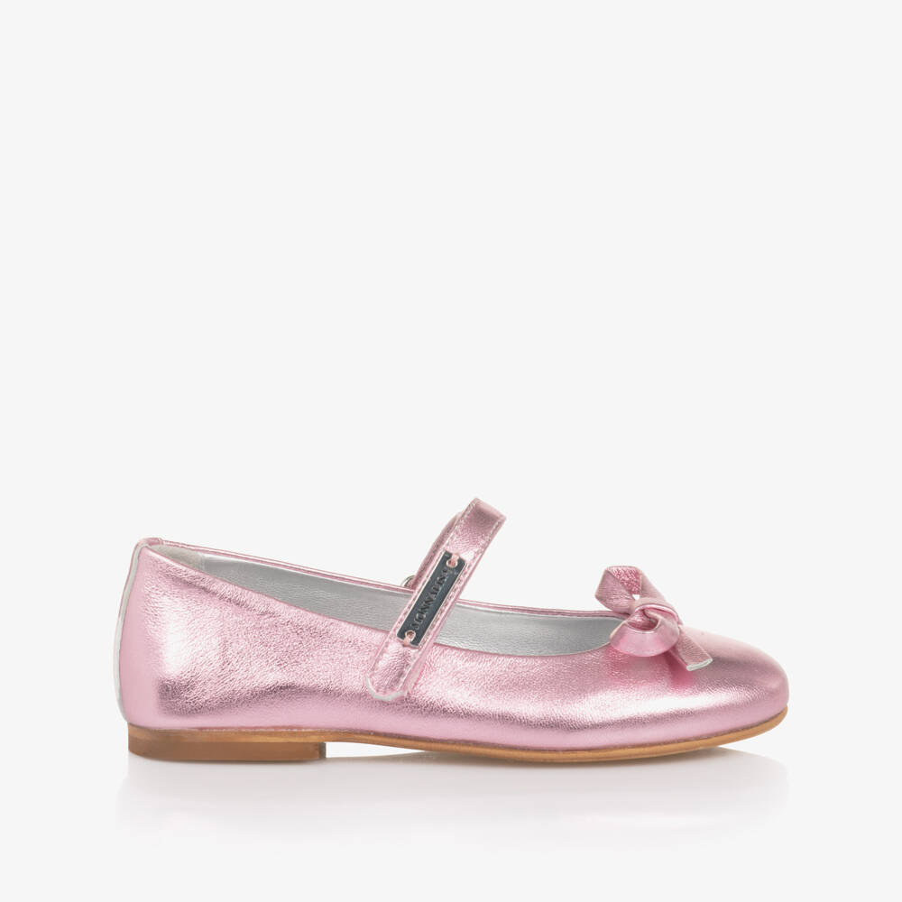 Monnalisa-Girls Metallic Rose Ballet Pumps | Childrensalon Outlet