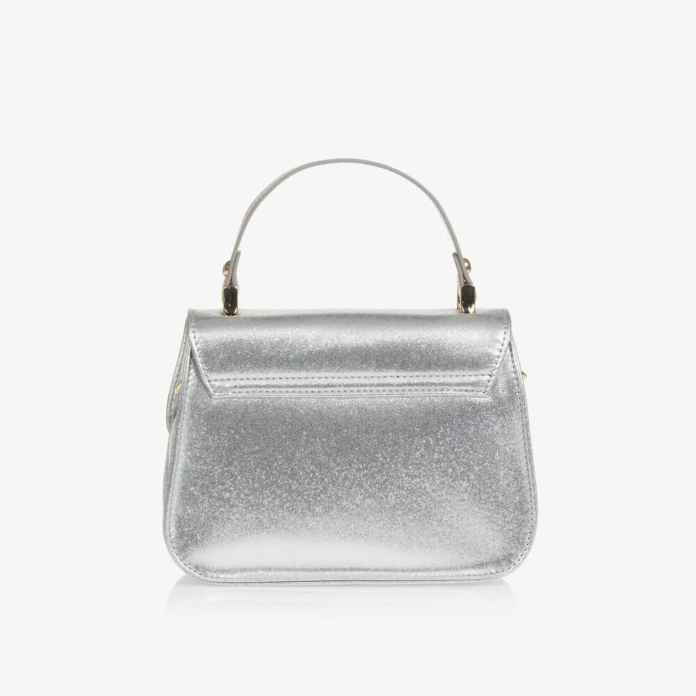 موناليزا-حقيبة يد جلد صناعي لون فضي متاليك (19 سم) | Childrensalon Outlet
