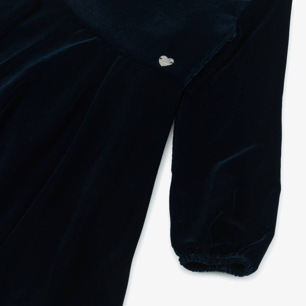 Monnalisa-فستان مخمل لون كحلي | Childrensalon Outlet