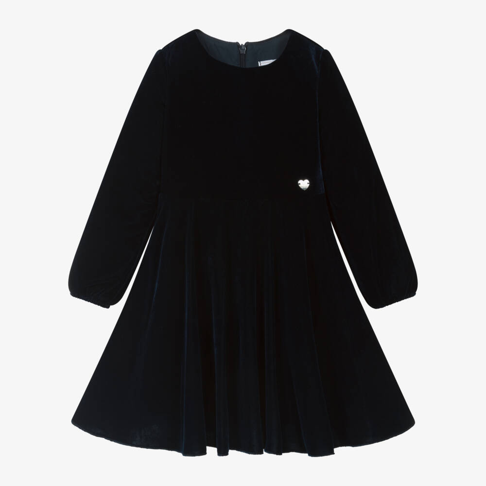 Monnalisa-فستان مخمل لون كحلي | Childrensalon Outlet