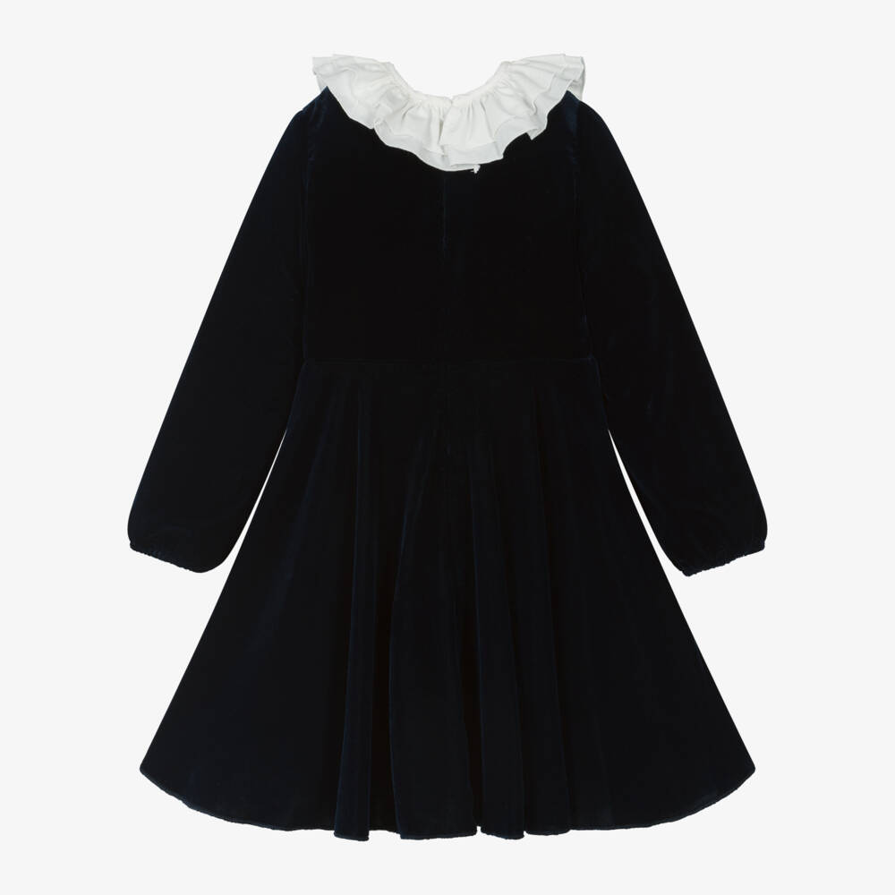 Monnalisa-فستان مخمل لون كحلي | Childrensalon Outlet