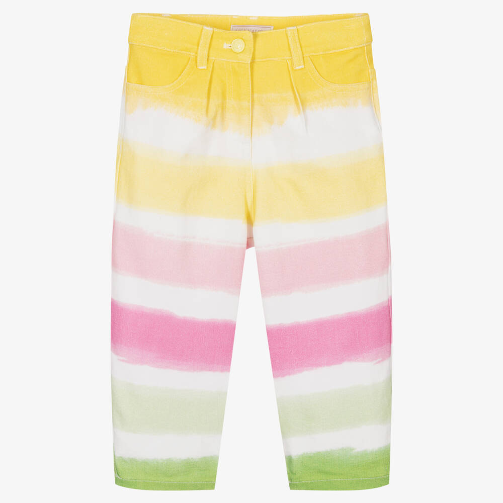 Monnalisa - Girls Multicolour Striped Denim Jeans | Childrensalon