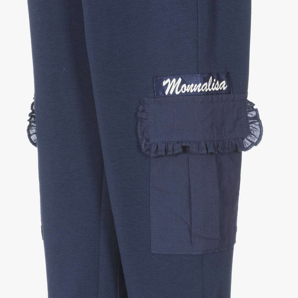 Monnalisa-Girls Navy Blue Cotton Cargo Joggers | Childrensalon Outlet