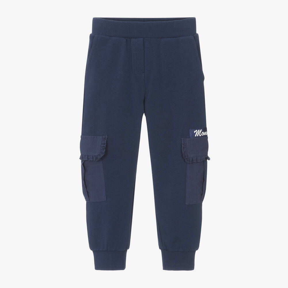 Monnalisa-Girls Navy Blue Cotton Cargo Joggers | Childrensalon Outlet