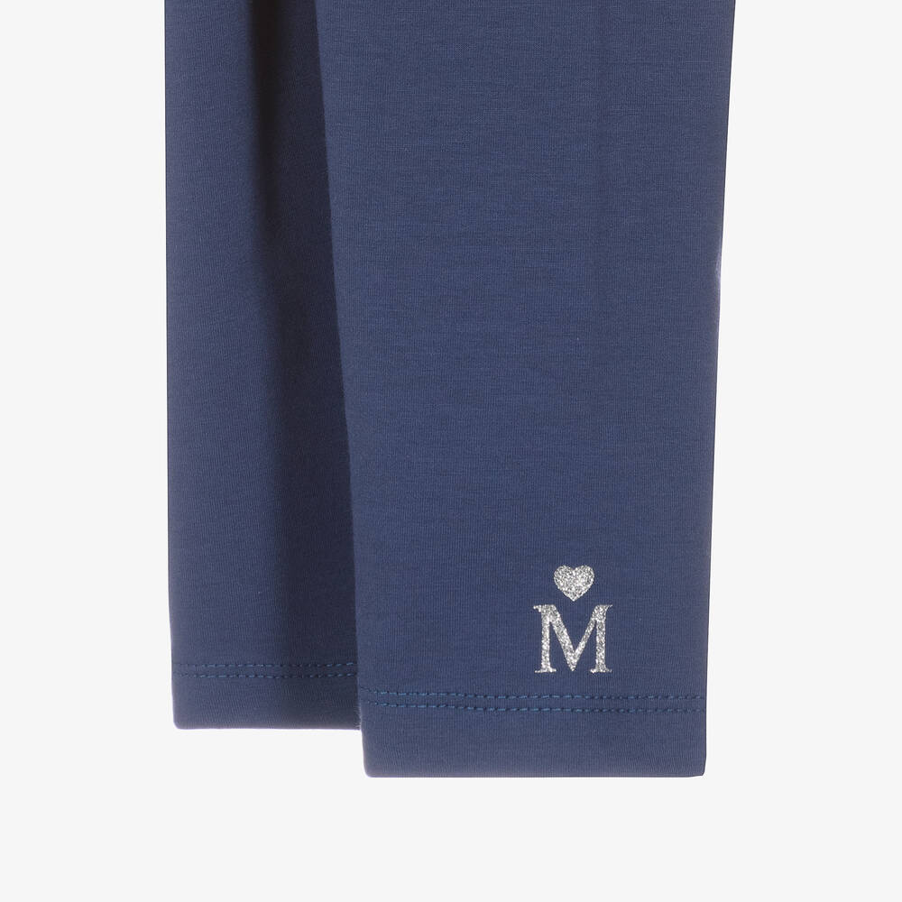 Monnalisa-Girls Navy Blue Cotton Leggings | Childrensalon Outlet