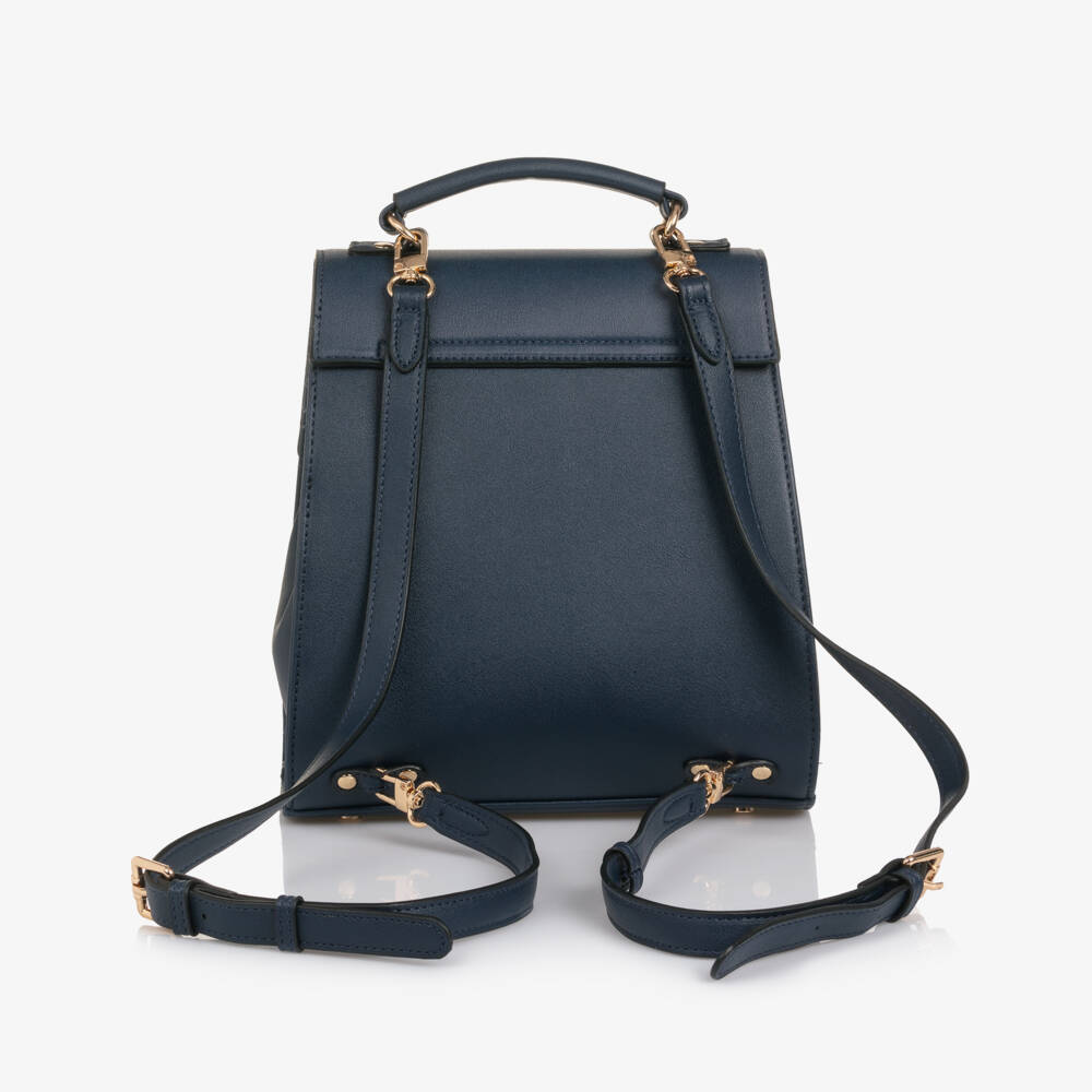 Monnalisa-Girls Navy Blue Faux Leather Mickey & Minnie Backpack (25cm) | Childrensalon Outlet