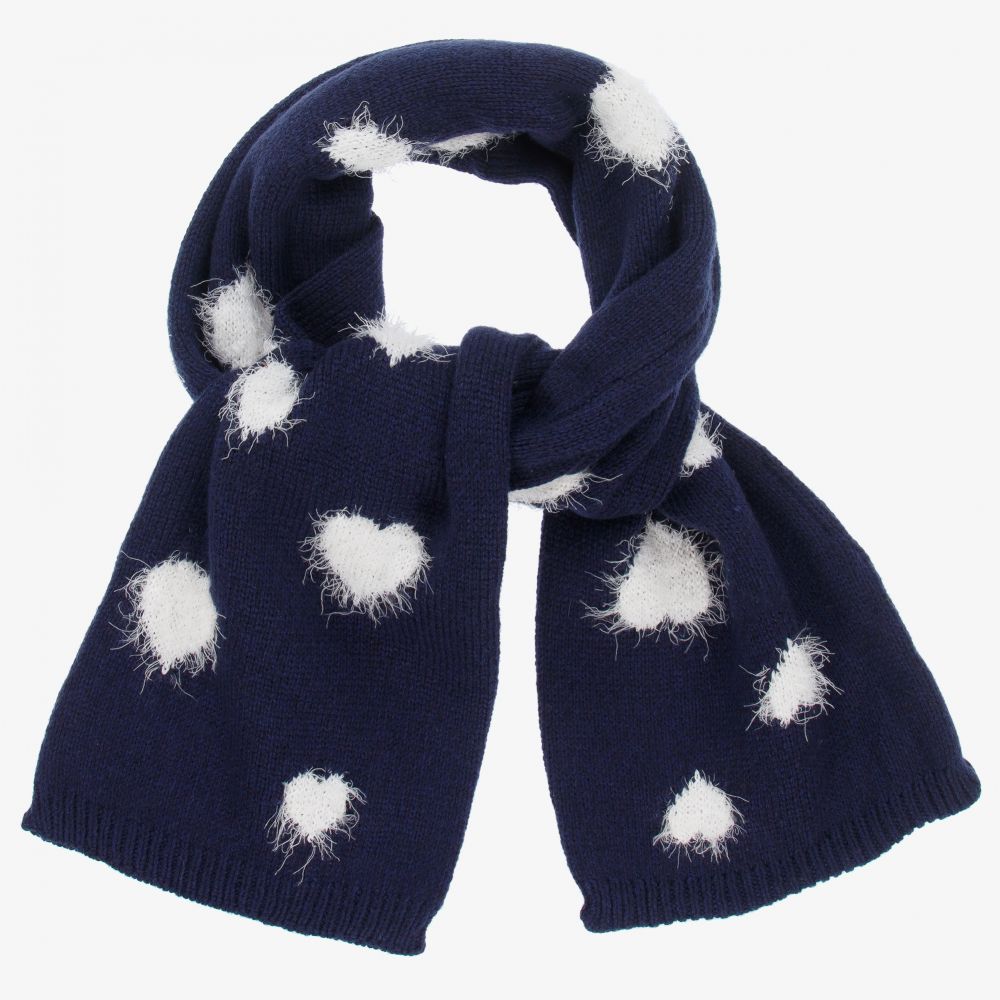 Monnalisa - Girls Navy Blue Knitted Scarf | Childrensalon