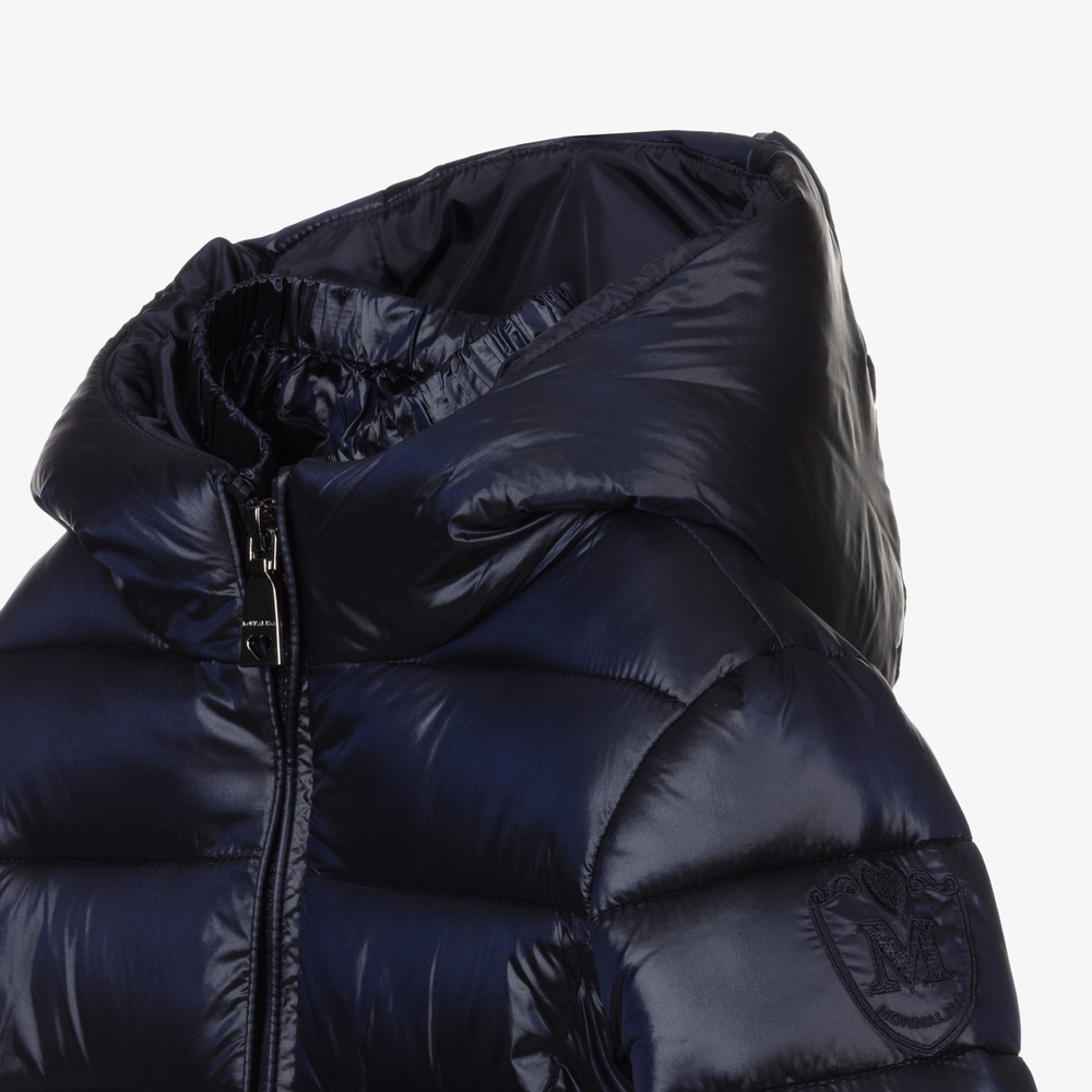 Monnalisa - Girls Navy Blue Puffer Coat | Childrensalon Outlet