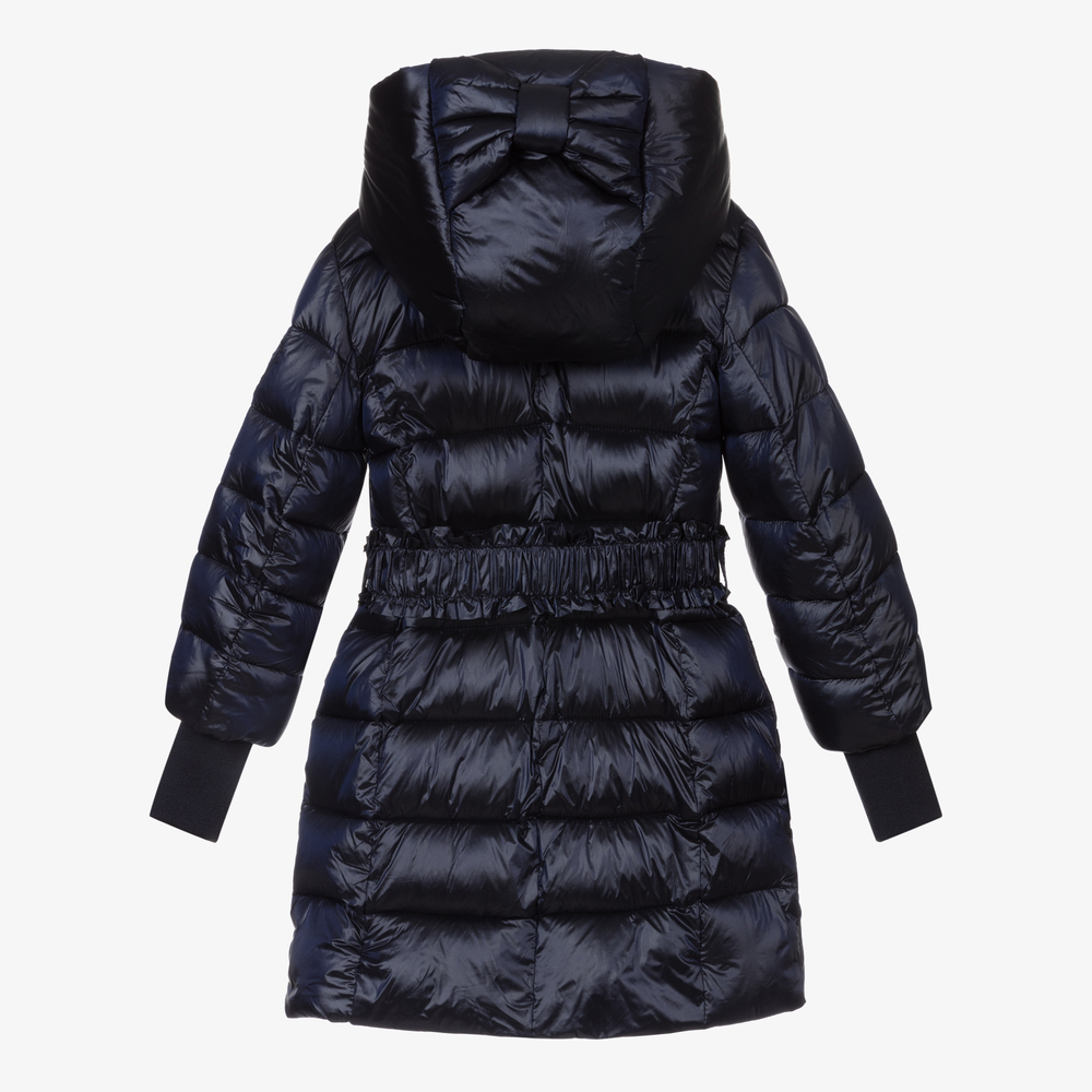 Monnalisa - Girls Navy Blue Puffer Coat | Childrensalon Outlet