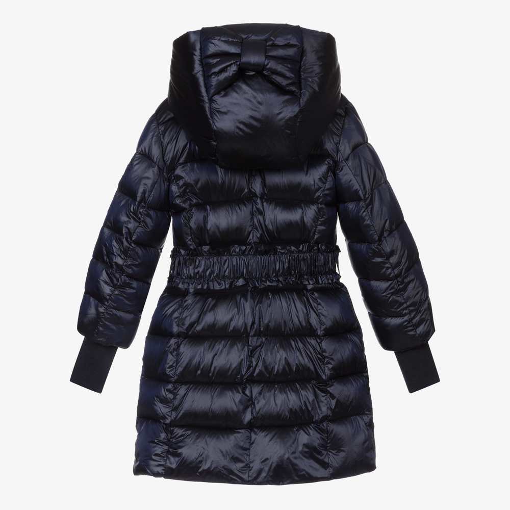 Monnalisa-Girls Navy Blue Puffer Coat | Childrensalon Outlet
