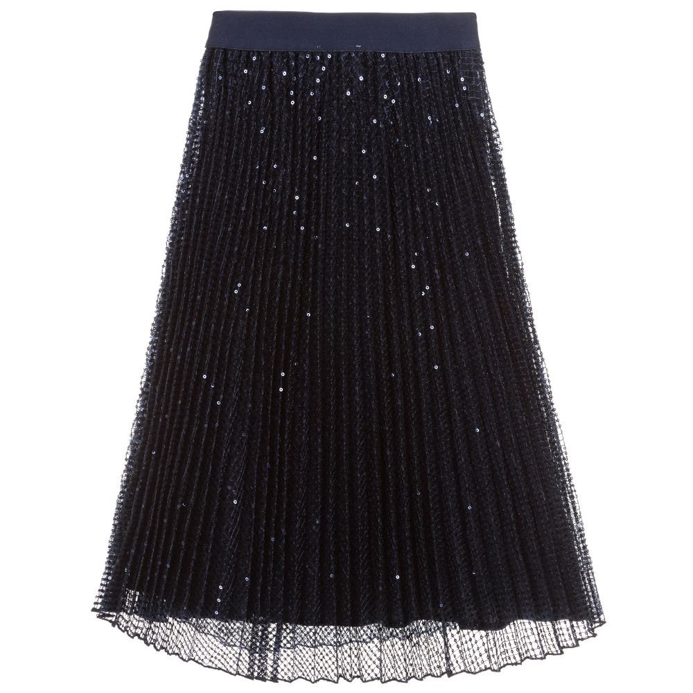 Monnalisa - Girls Navy Blue Sequin Skirt | Childrensalon Outlet