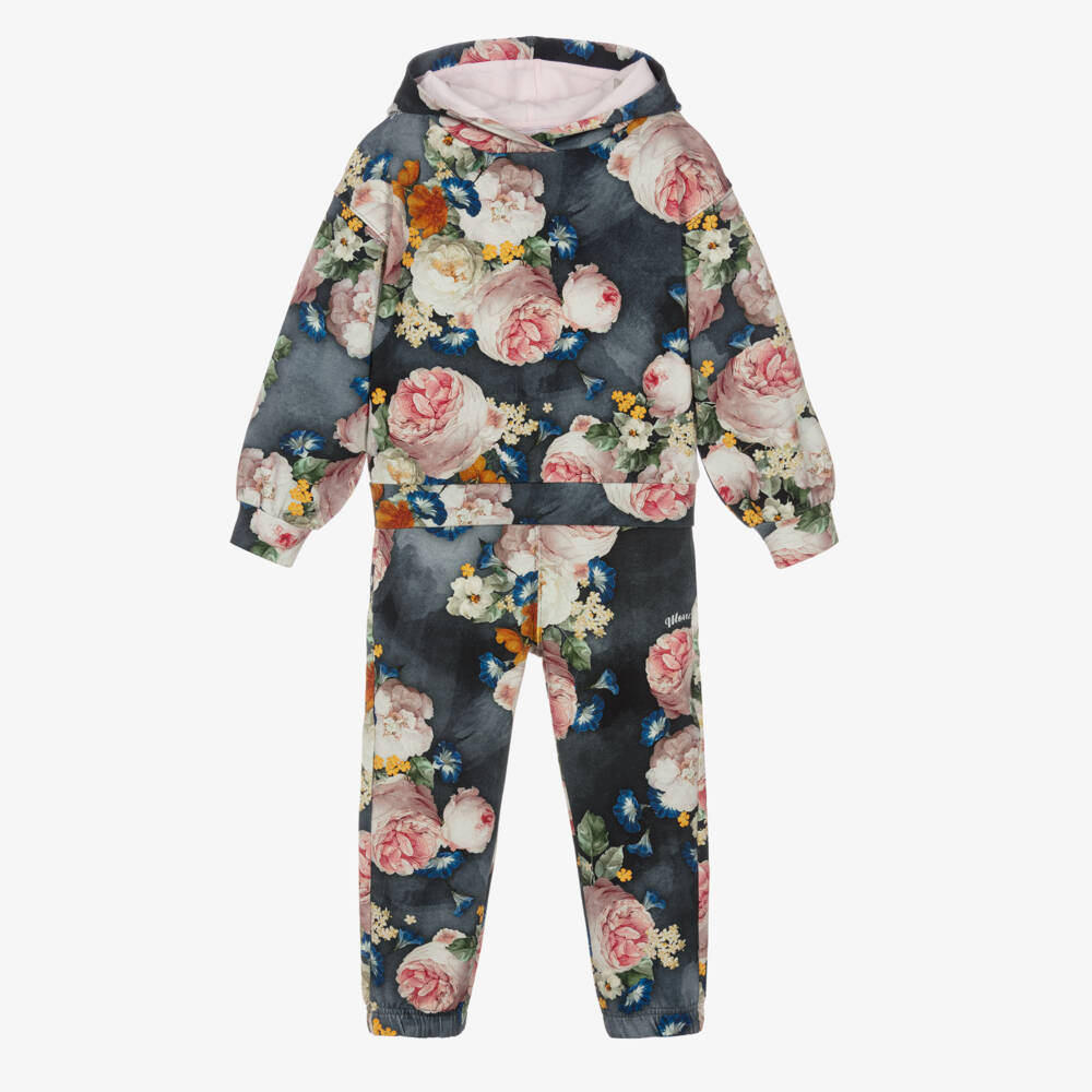 Monnalisa-Girls Navy Floral Cotton Set | Childrensalon Outlet
