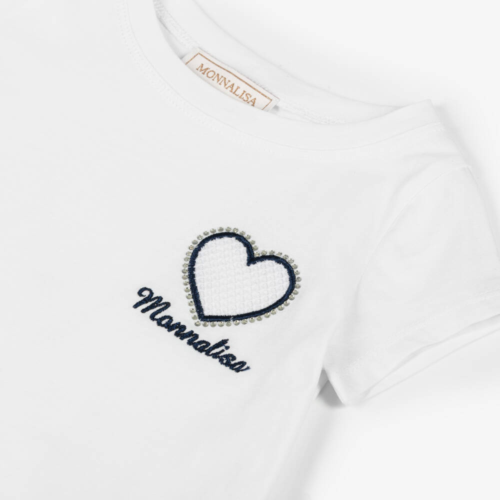 Monnalisa-طقم بناتي كحلي بتطريز قلب | Childrensalon Outlet