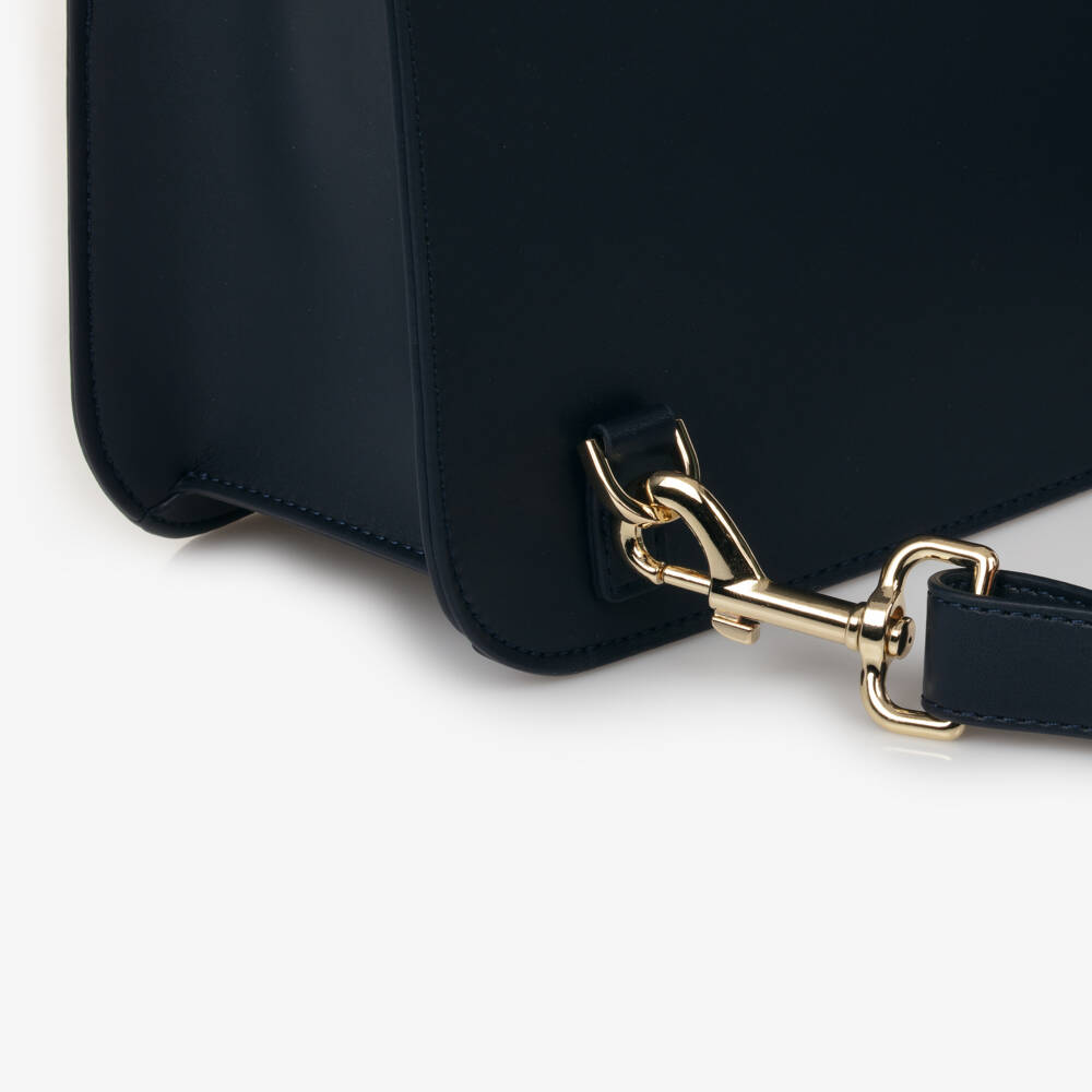 Monnalisa-Girls Navy Leather School Bag | Childrensalon Outlet