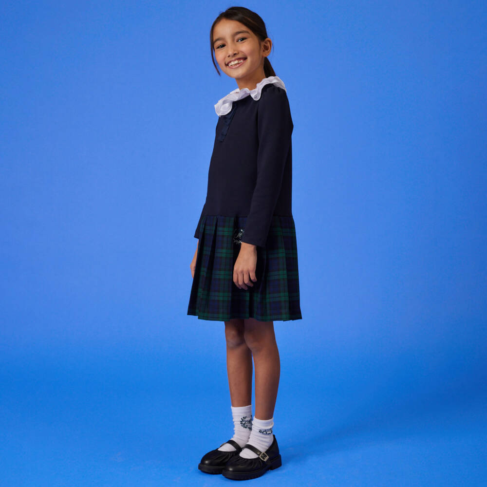 موناليزا-فستان تارتان جيرسي ميلانو لون كحلي | Childrensalon Outlet