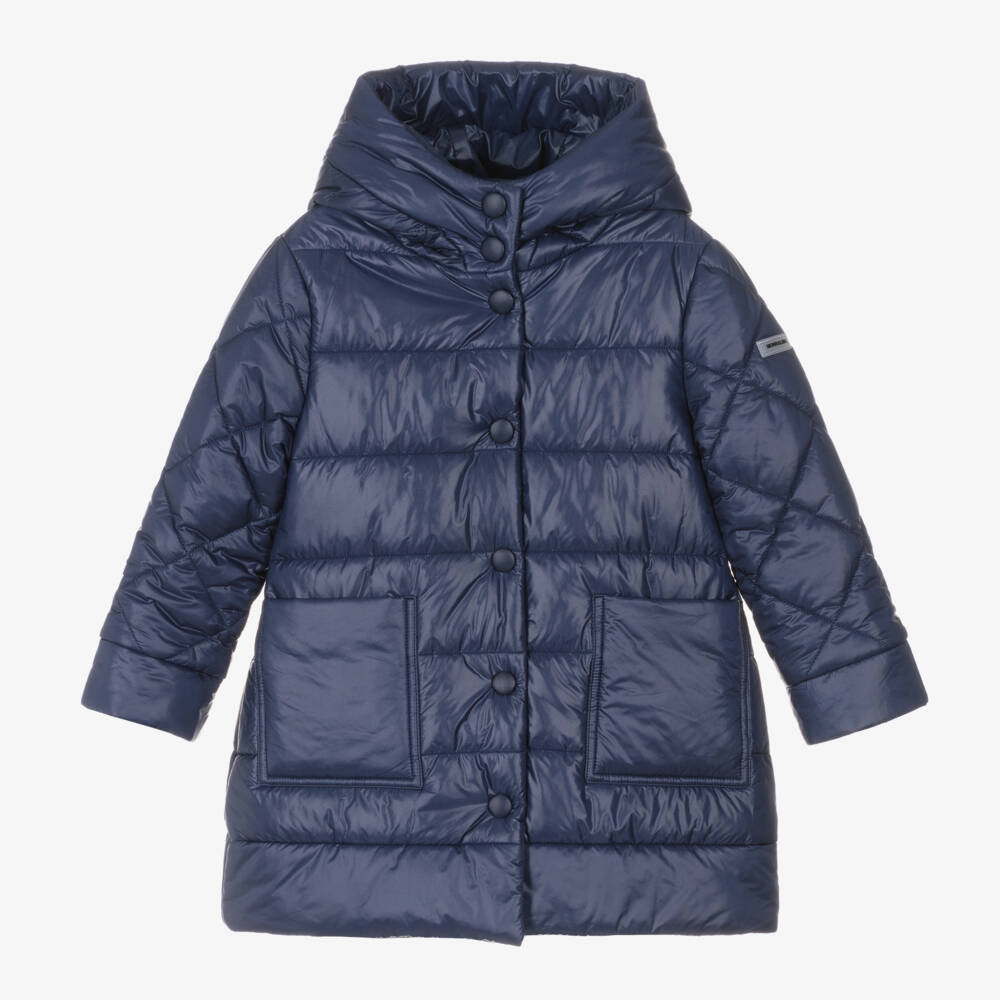 Monnalisa-Girls Navy Quilted Padded Jacket | Childrensalon Outlet
