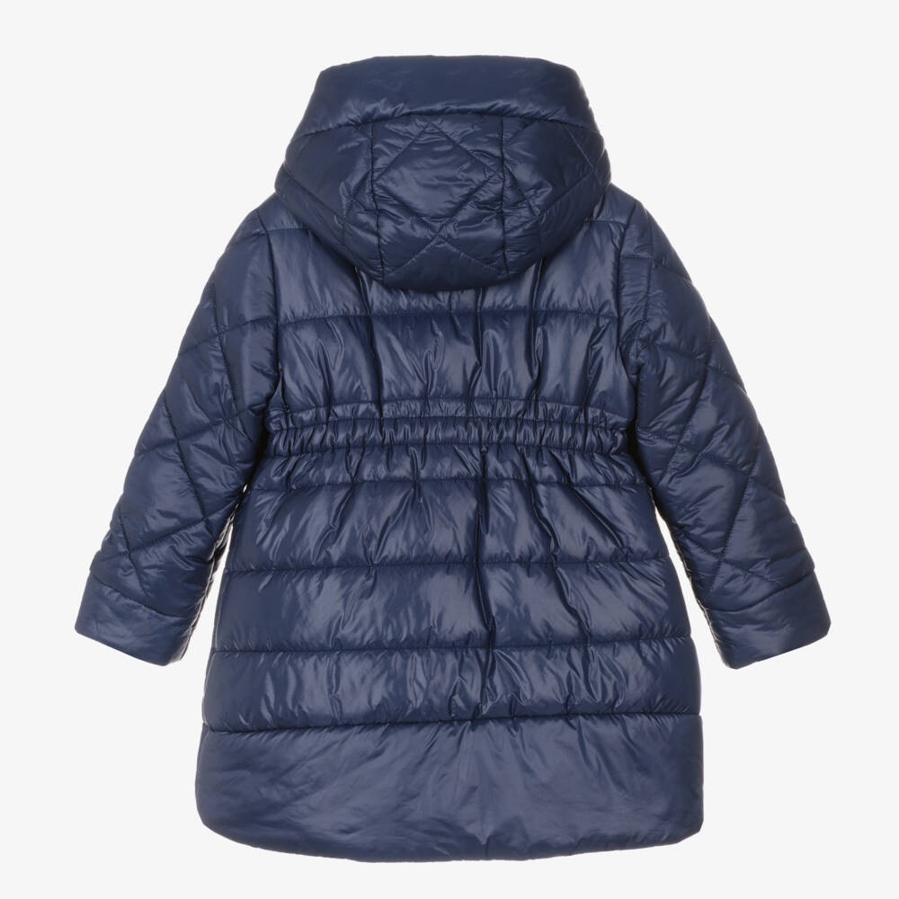 Monnalisa-Girls Navy Quilted Padded Jacket | Childrensalon Outlet