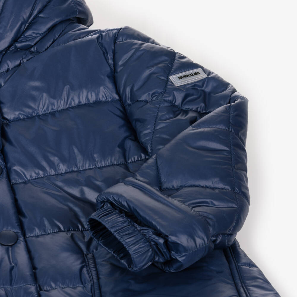 Monnalisa-Girls Navy Quilted Padded Jacket | Childrensalon Outlet