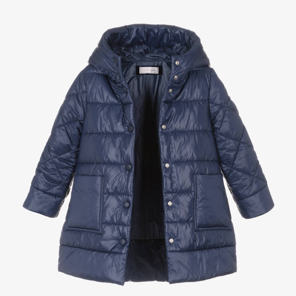 Monnalisa-Girls Navy Quilted Padded Jacket | Childrensalon Outlet