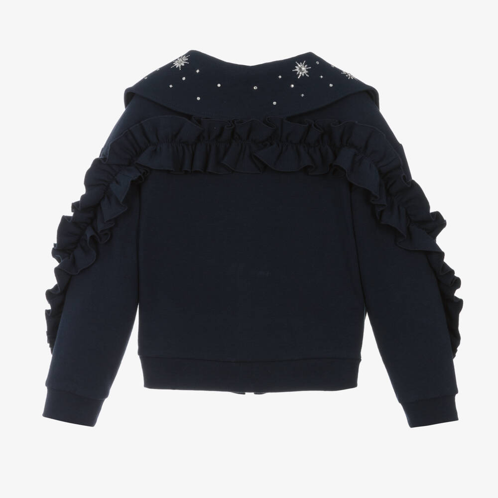 Monnalisa-Girls Navy Sparkle Snowflake Jacket | Childrensalon Outlet