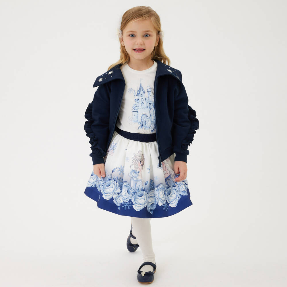 Monnalisa-Girls Navy Sparkle Snowflake Jacket | Childrensalon Outlet