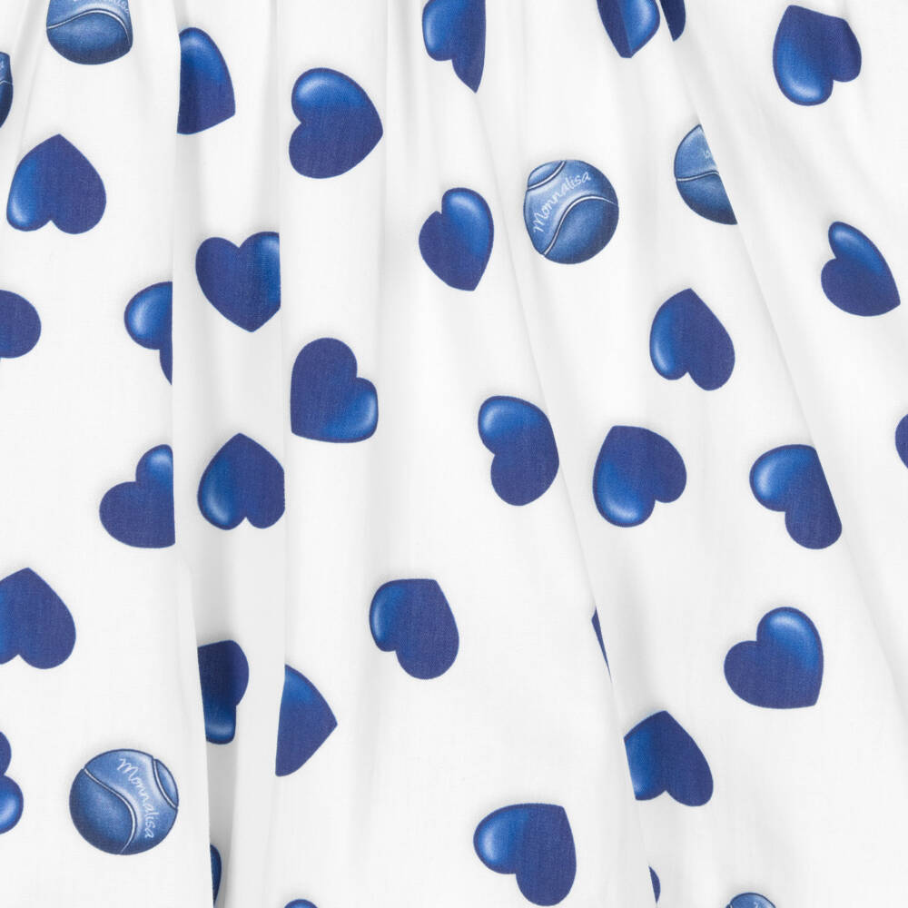 Monnalisa-تنورة بنات كحلية وبيضاء بنقشة القلوب | Childrensalon Outlet