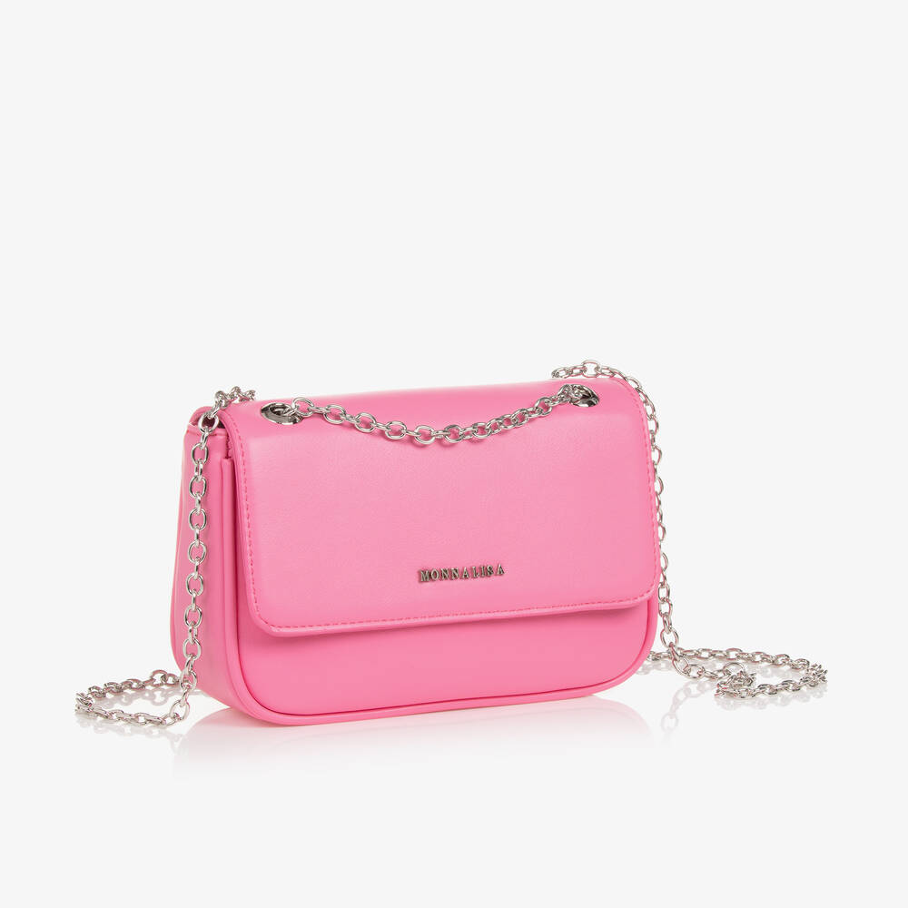 Monnalisa-Girls Neon Pink Faux Leather Bag (21cm) | Childrensalon Outlet