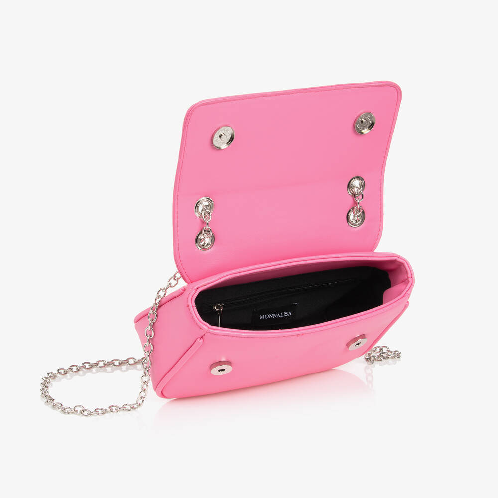 Monnalisa-Girls Neon Pink Faux Leather Bag (21cm) | Childrensalon Outlet