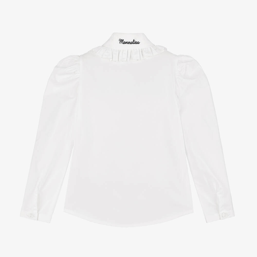 Monnalisa-Girls Off-White Floral Collar Blouse | Childrensalon Outlet