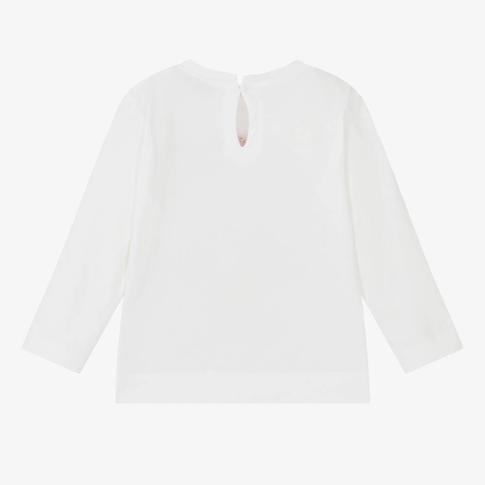 Monnalisa-توب بقلوب قطن لون أبيض  | Childrensalon Outlet