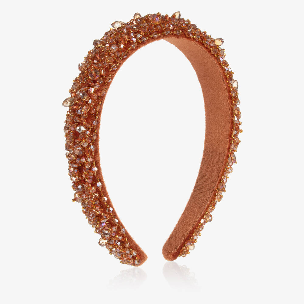 Monnalisa - Girls Orange Crystal Hairband | Childrensalon