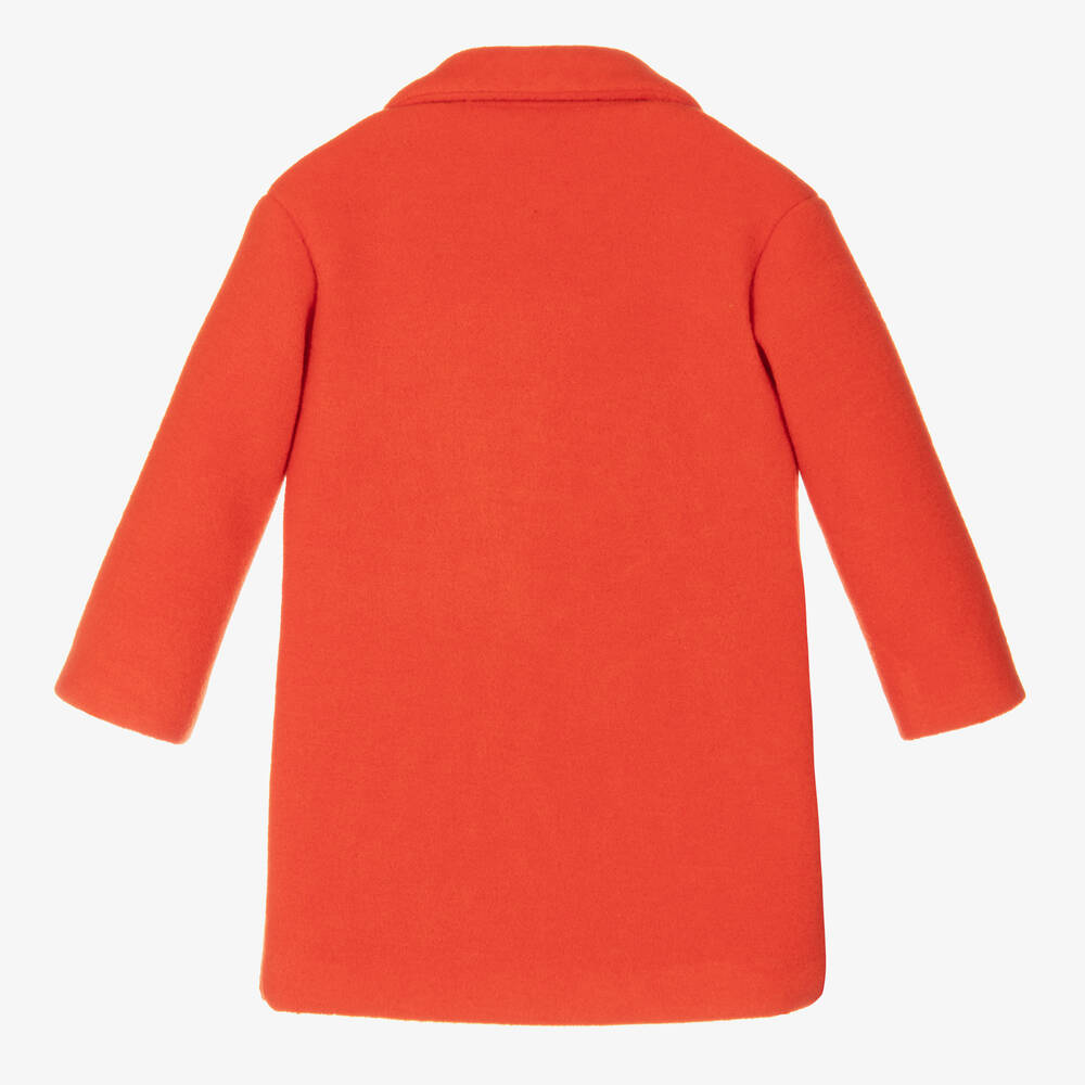 Monnalisa-Girls Orange Felted Overcoat | Childrensalon Outlet