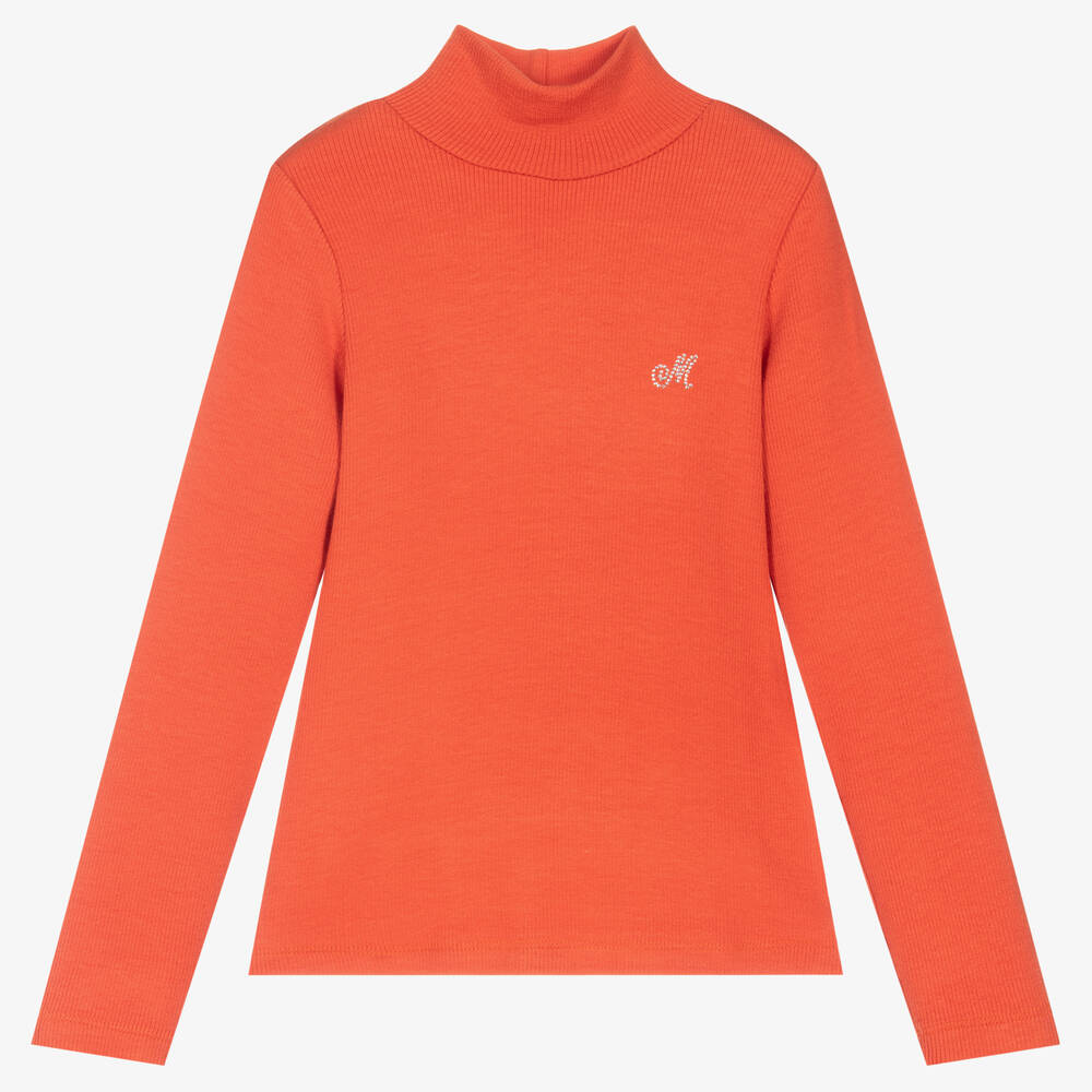 Monnalisa - Girls Orange Turtleneck Top | Childrensalon