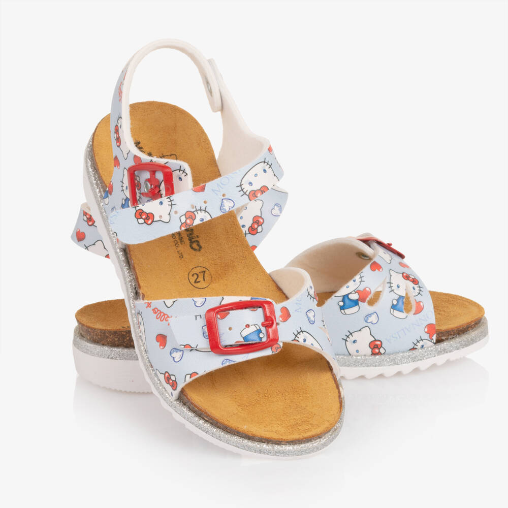 Monnalisa-Girls Pale Blue Hello Kitty Sandals | Childrensalon Outlet
