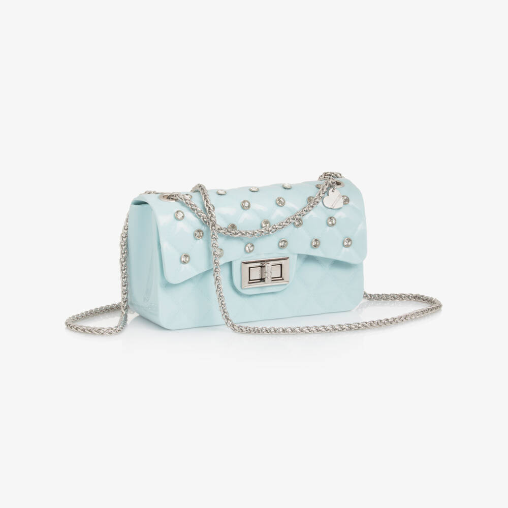 Monnalisa-Girls Pale Blue Studded Shoulder Bag (17cm) | Childrensalon Outlet