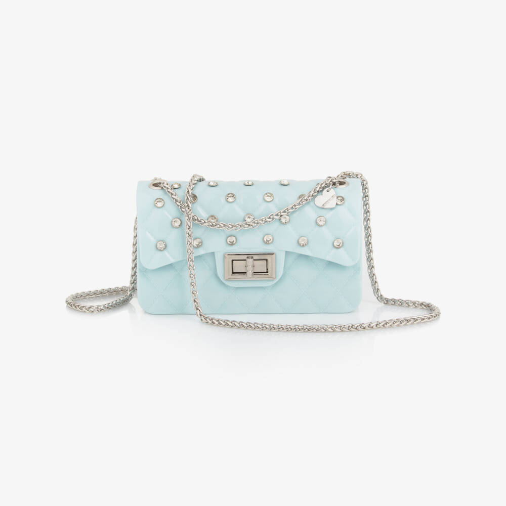 Monnalisa-Girls Pale Blue Studded Shoulder Bag (17cm) | Childrensalon Outlet