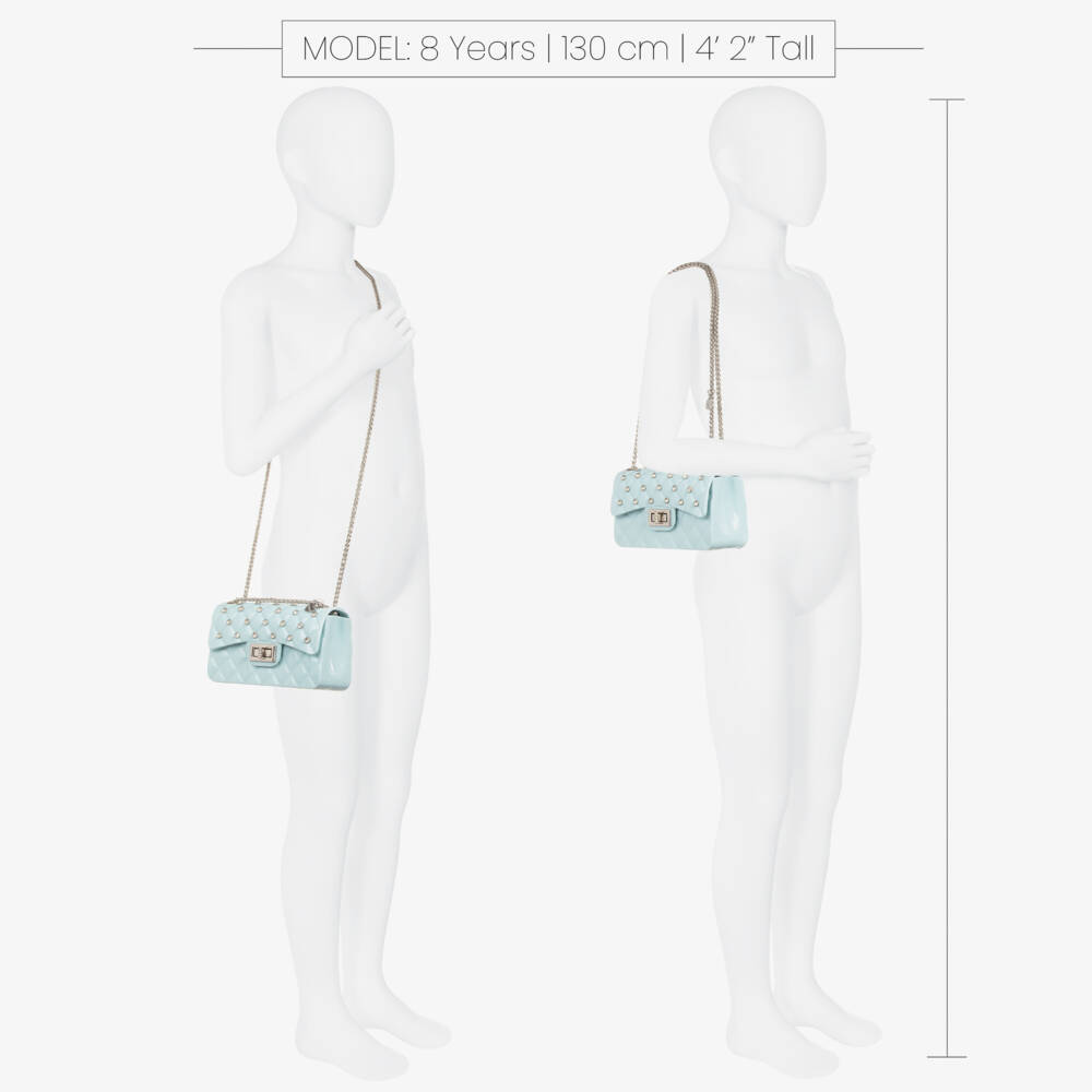 Monnalisa-Girls Pale Blue Studded Shoulder Bag (17cm) | Childrensalon Outlet