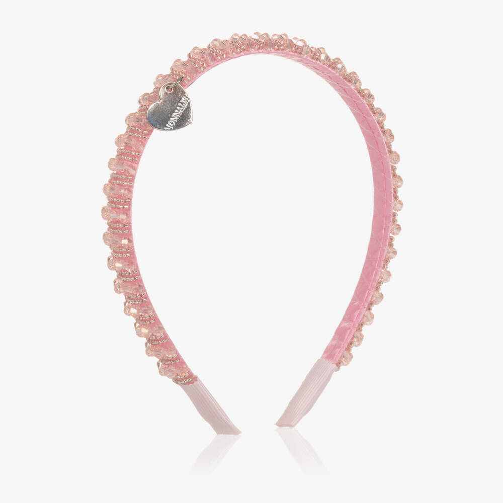 Monnalisa-Girls Pale Pink Bead Embellished Hairband | Childrensalon Outlet