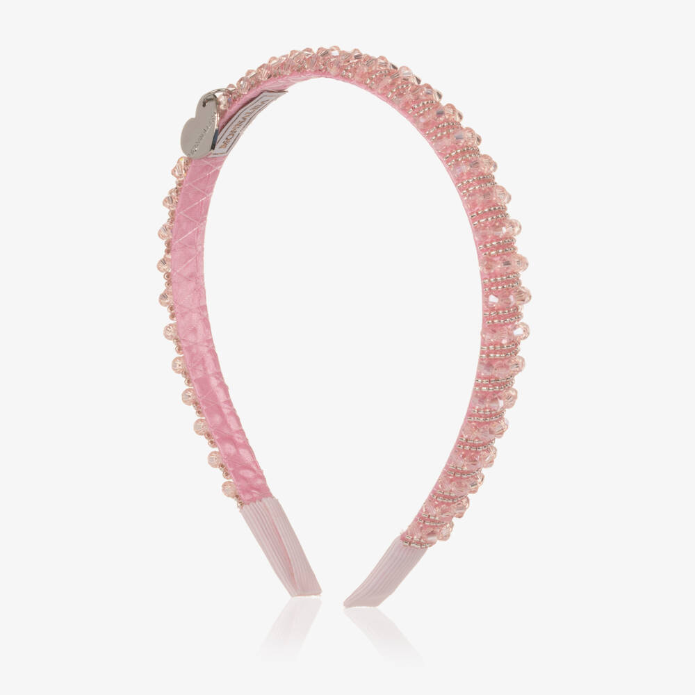 Monnalisa-Girls Pale Pink Bead Embellished Hairband | Childrensalon Outlet