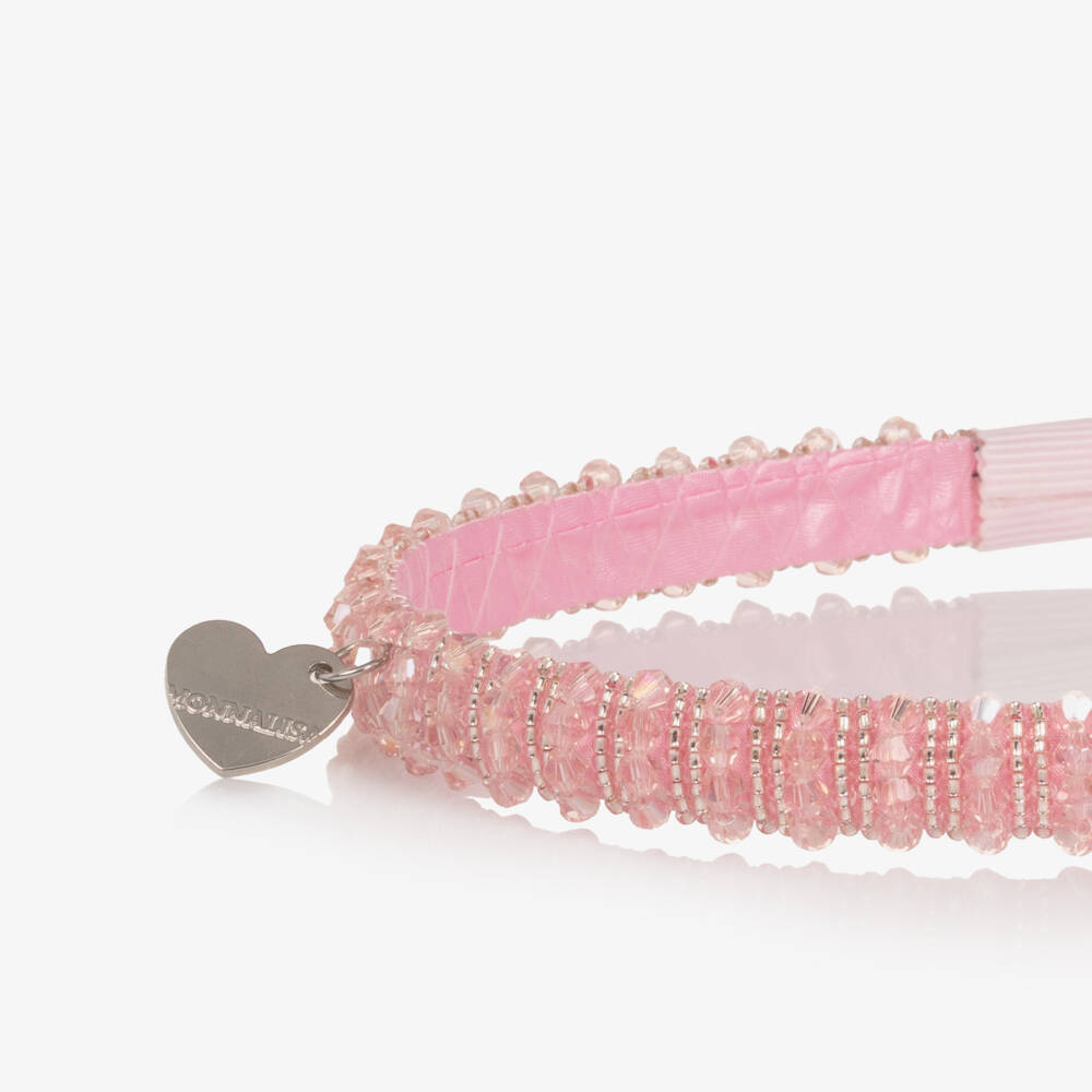 Monnalisa-Girls Pale Pink Bead Embellished Hairband | Childrensalon Outlet