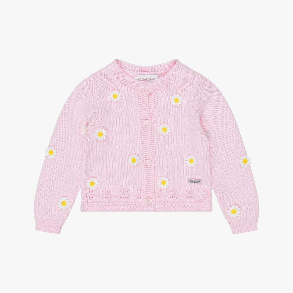 Monnalisa-Розовый кардиган с ромашками для девочек | Childrensalon Outlet
