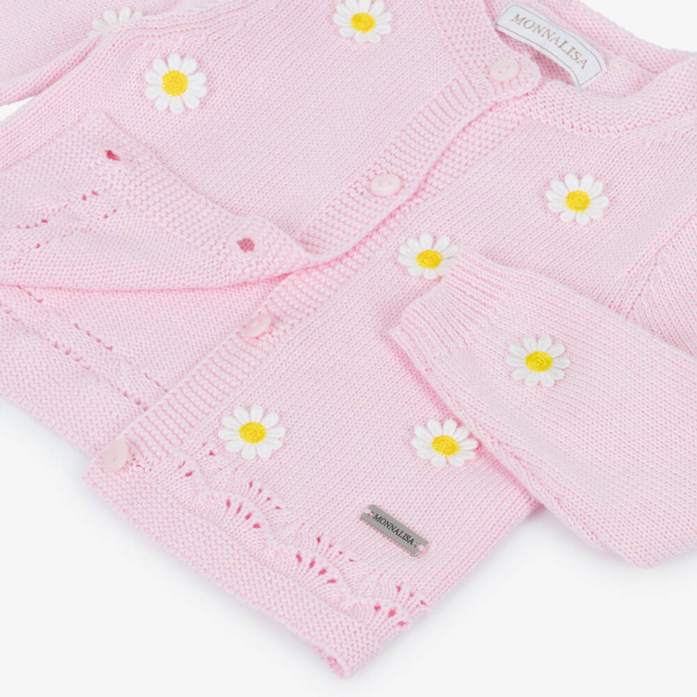 Monnalisa-Розовый кардиган с ромашками для девочек | Childrensalon Outlet