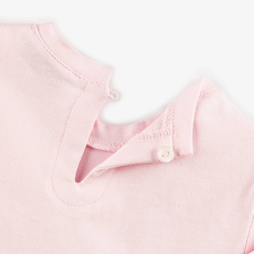 Monnalisa-Girls Pale Pink Cotton Top with Frilly Tulle Bow Appliqué | Childrensalon Outlet