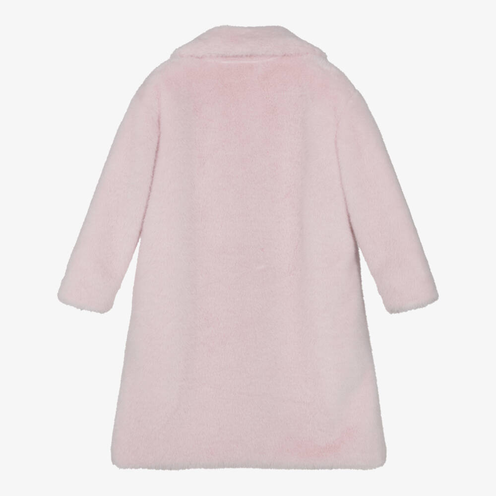 Monnalisa-Girls Pale Pink Faux Fur Coat | Childrensalon Outlet