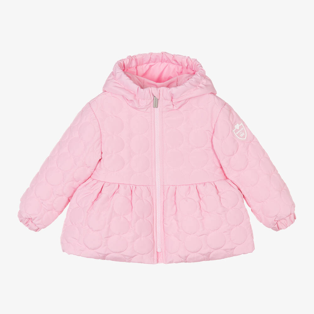 Monnalisa-Girls Pale Pink Quilted Jacket | Childrensalon Outlet