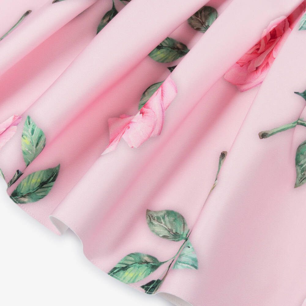 Monnalisa-فستان وردي مزهر للبنات مع حزام | Childrensalon Outlet