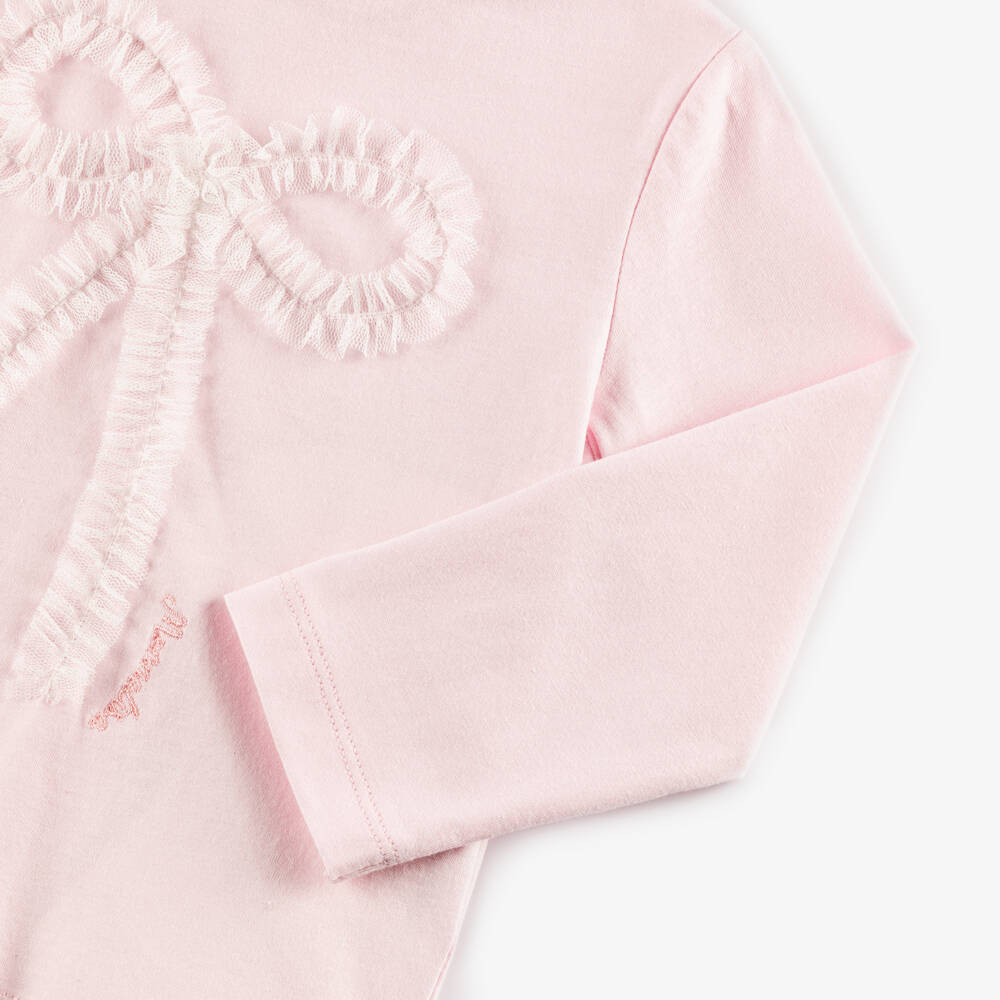 Monnalisa-Топ из светло-розового тюля с бантом для девочек | Childrensalon Outlet