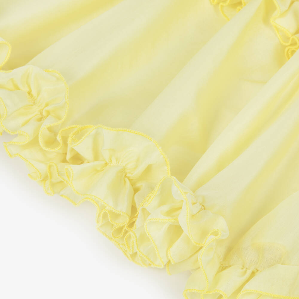 Monnalisa-Girls Pale Yellow Ruffle Dress | Childrensalon Outlet