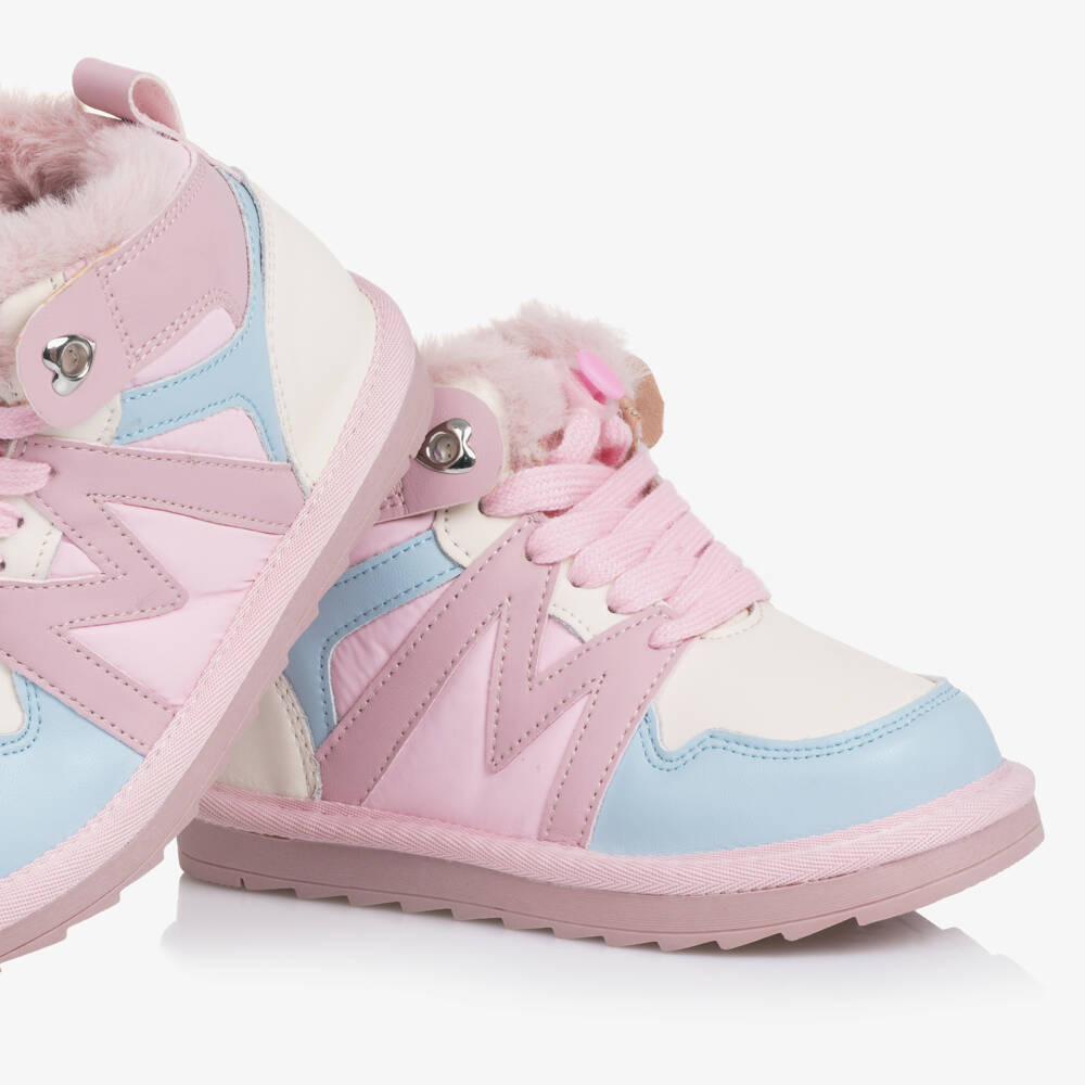 Monnalisa-Girls Pastel High-Top Trainers | Childrensalon Outlet