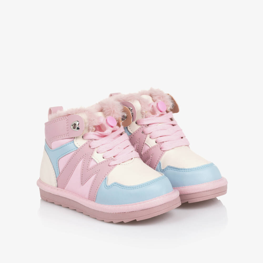 Monnalisa-Girls Pastel High-Top Trainers | Childrensalon Outlet